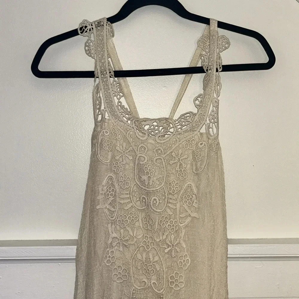 Pink Blush NWT Cream Boho Maternity Elopement/ Casual Wedding Maxi Dress , Small - Picture 10 of 11